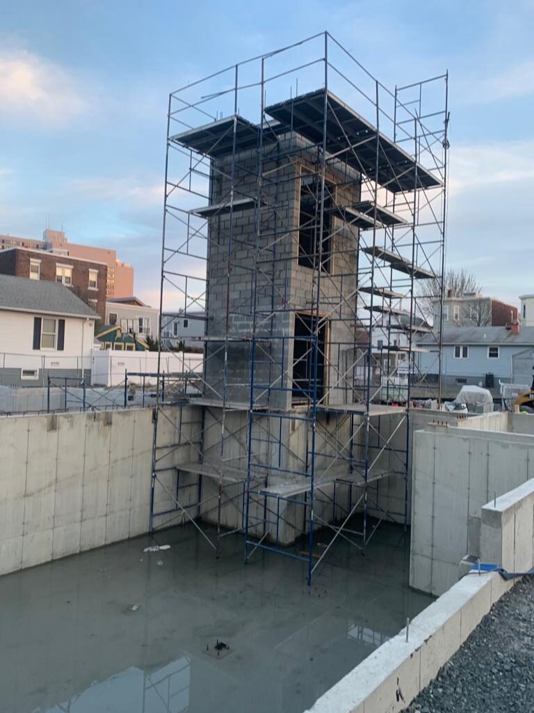 Commercial CMU block wall construction by Concrete Solutions in Eastern MA