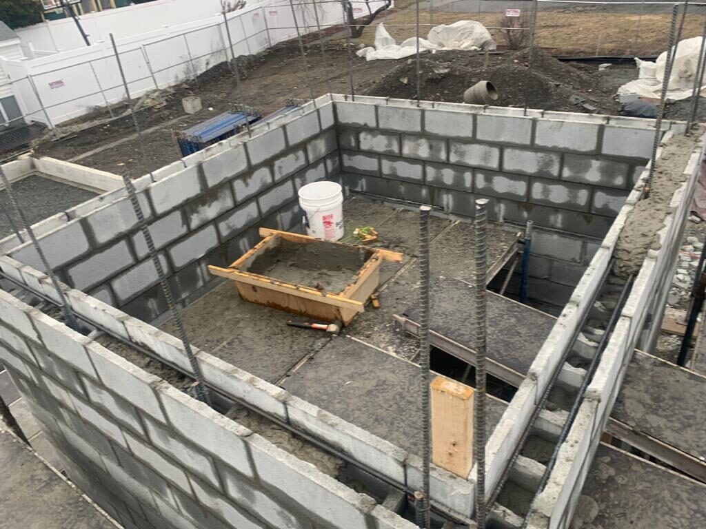 CMU concrete block wall completed by Concrete Solutions in Massachusetts